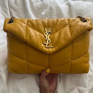 Saint Laurent YSL Small Puffer in yellow mustard